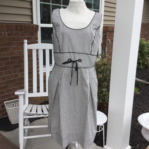 Lafayette 148 black & white striped cotton dress